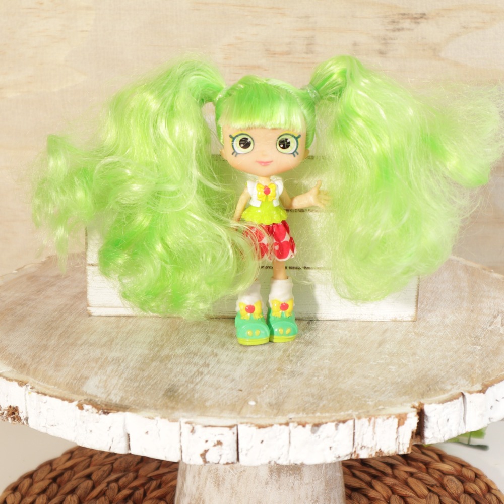 Shopkins Shoppies Apple Blossom Doll Neon Green Hair Fruit Theme Toy Figure